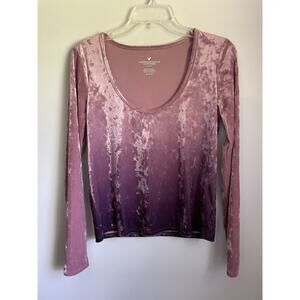 American Eagle Outfitters Womens Scoop Neck Velvet Pink To Purple Ombre Top M
